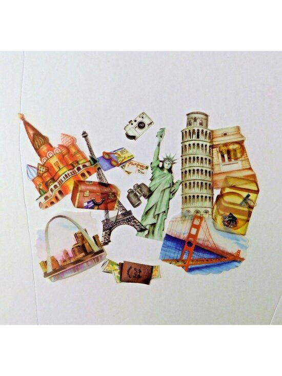 Unbranded Other - World Travel Vellum Scrapbook Journal Mixed Lot Pisa Liberty Eiffel Luggage